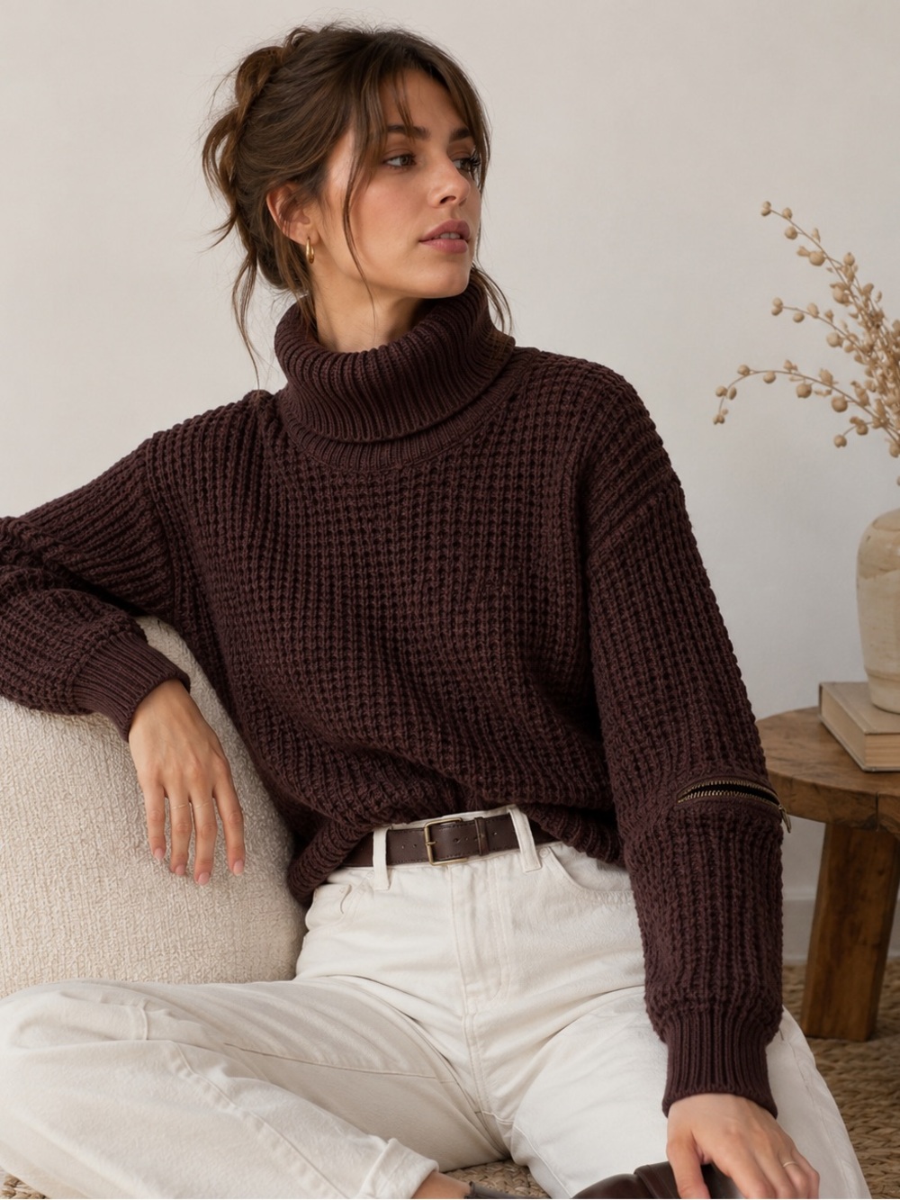 Guess Dark Brown Turtleneck Sweater